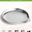 VanlonPro Stainless Steel Spoon Rest, Spatula Ladle Holder, Stainless Steel Utensil Spoon Rest Holder, Brushed Finish, Dishwasher Safe 5.9 x 5.1 Inch (Round Silver 1PC)