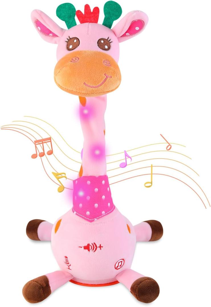 Dancing Giraffe Toy Stuffed Animal Baby Toys Singing Song Toddlers Toy Repeats What You Say Glowing Musical Toy for Baby Birthday Gift Groovy Giraffe Toy (Pink Giraffe)
