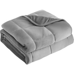 L'AGRATY Weighted Blanket - 48"x72" 15lbs Soft Breathable Heavy Blanket Minky Material with Glass Beads for Adult All-Season Summer Fall Winter Soft Thick Comfort (Smog Grey)