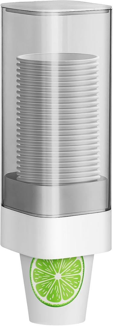 MYITYARD Cup Dispenser, Pull Type Wall Mount Cup Holder for Water Cooler Fit 3oz-5oz Disposable Paper and Plastic Cups, Bathroom Mouthwash Cup Dispenser for Home, Office, Gym, Hospital (White) (Small)