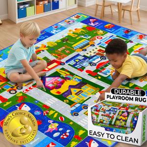 QUOKKA Small Classroom Boys Rug for Kids - 60x41 ABC Rugs for Playroom - Bedroom Alphabet Learning Area Rug - Boy Toddler Rugs - Boys and Girls - Kids Room Carpet