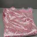 Silk Pajamas for Women with Feather Trim Long Sleeve Satin Pajama Set 2 Piece Button Down Pjs Print Sleepwear (Small, Pink Leopard)