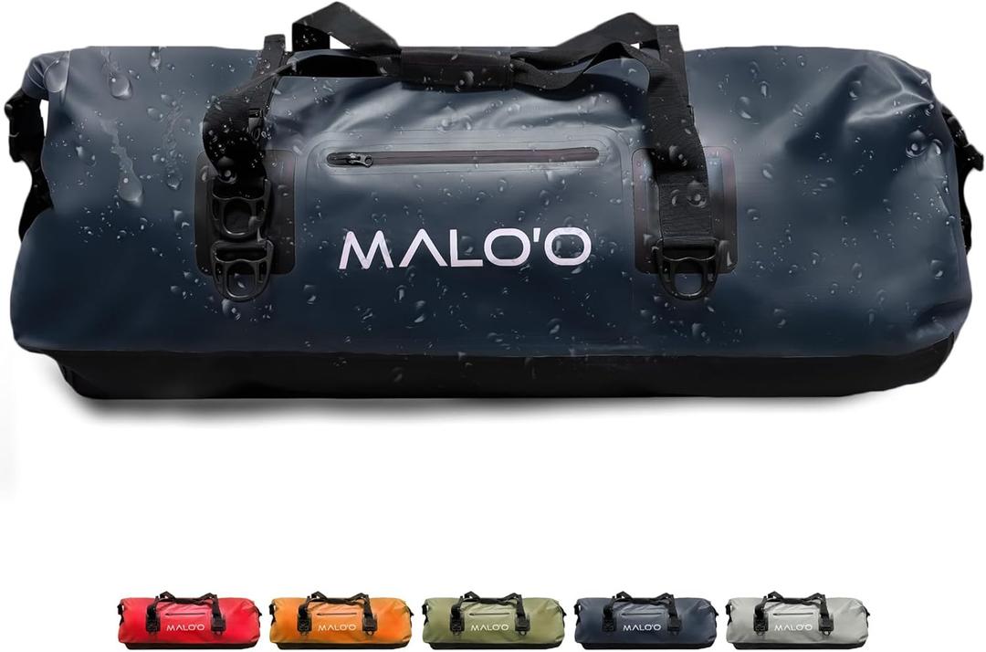 Malo'o Waterproof Dry Bag Duffel 40L/60L/100L, Roll Top Duffel Keeps Gear Dry for Kayaking, Rafting, Boating, Swimming, Camping, Hiking, Beach, Fishing - Internal & External Pockets (black)
