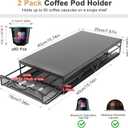 2 Pack Coffee Pod Drawer Compatible with Nespresso Original Line & Vertuo, Holds 80 Capsules, Adjustable Coffee Capsule Storage Organizer for Coffee Station, Home Kitchen & Office