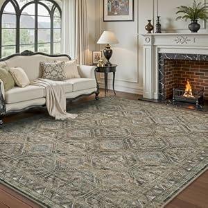 RESARE-Area Rug 8X10 Rug for Living Room-Machine Washable Rugs for Bedroom-Soft Vintage Beige Non Slip Carpet- Rug for Dining Room Office Under Bed or Table (8ft X 10ft)