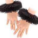 GRACEART Elizabethan Dickens Ruff Neck Clown Collar Elizabeth Wrist Ruffs Ruffle Cuff Arm Bands (Black)