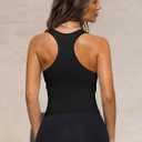 OQQ Womens Tank Tops with Medium Support Removeable Bra Crew Neck Stretch Casusal Crop Camis Black (Black, XL)