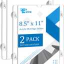 EHWINE 2 Pack Acrylic Window Sign Holder 8.511 with 4 Suction Cups, Clear Acrylic Frames Glass Door Wall Mount Advertising Signage Sign Holder for Store, School, Office, Home