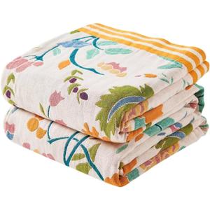 Boho Throw Blanket for Bed, 100% Cotton Soft Rustic Quilt Fall Blanket, 80" 90" Floral Printed Farmhouse Decor Bed Blankets, All Season Rustic Reversible Bohemian Throw Quilt