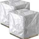 2 Pcs Silver 48" x 60" x 48" Heavy Duty Pallet Covers Outdoor PE Waterproof Pallet Cover Silver Tarp Waterproof for Construction Outdoor Storage