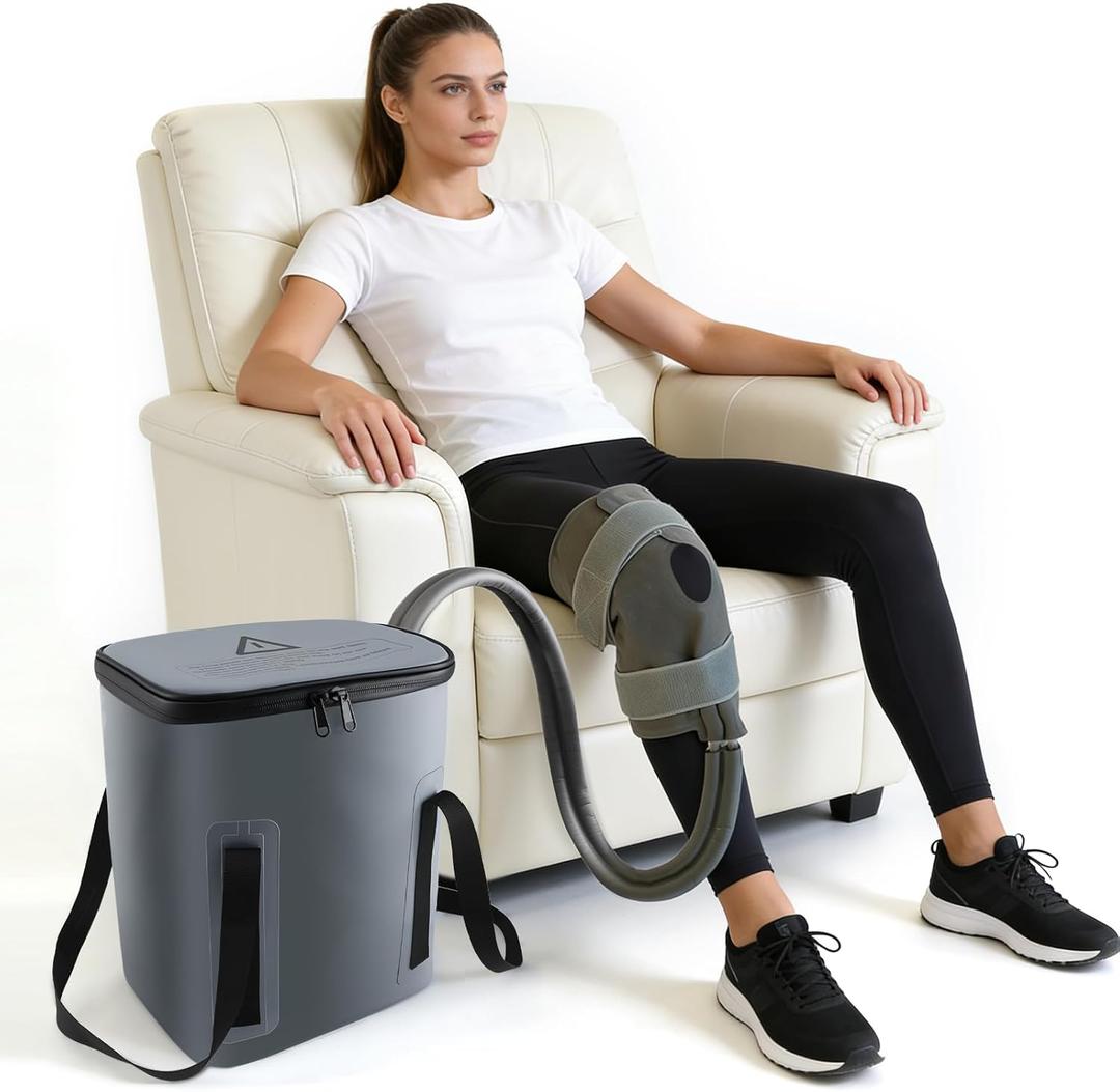 Ice Machine for Knee After Surgery - Cold Therapy Machine for Knee Replacement Post Surgery - 19Qt Bucket with Quiet Pump for Recovery & Comfort, Gray
