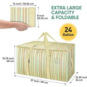 BALEINE 4-Pack Oversized Moving Bags with Reinforced Handles, Heavy-Duty Storage Tote for Clothes, Moving Supplies (Color Strip, 4-Pack)