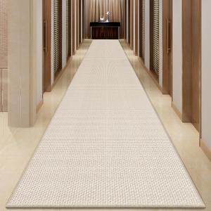 Hallway Runner Rug with Rubber Backing, Super Absorbent Long Floor Runner for Hallway, Low Pile Non Slip Beige Large Kitchen Rug Runner Carpet, 147"x28"