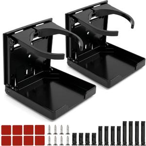 2 x 2PCS Boat Cup Holder for Car, Truck, Rv, Van, Kayak, ATV & Paddle Board | Adjustable Folding Design Fits Mugs & Water Bottles 2.36-3.94 Inch