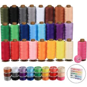 ilauke 50Pcs Bobbins Sewing Thread Kit, 400 Yards Sewing Thread Spools, Prewound Hand & Machine Thread, Sewing Machines Thread for Brother Singer Janome Juki Serger Machine, 25 Colors