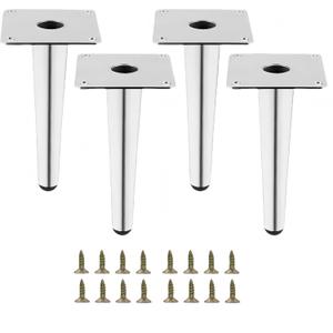 Silver Metal Furniture Legs Heavy Duty Straight Furniture Feet DIY Modern Replacement Legs for Cabinet Sofa Couch Chair-Set of 4 (Silver, 6")