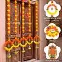 5 Pcs 5 ft Diwali Marigold Garland for Pooja Decor, Orange Yellow, 60 inch
