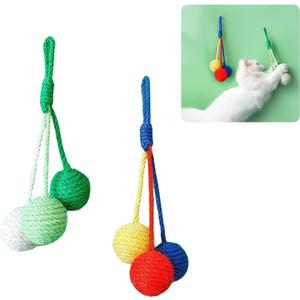 2 Pcs Hanging Cat Toys Sisal Ball – Interactive Cat Scratcher Toy with Sisal Rope, Scratching Replacement for Cage Accessories, Indoor Fun for Cats
