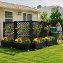 YITAHOME 43.3x17.7x61 in Planter Trellis Box with Wheels & Drain Plug, Outdoor Resin Raised Garden Bed for Climbing Plants, Large Weather-Resistant Design, Black, 3.6x1.5x5ft