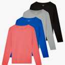 Real Essentials 4 Pack: Women's Cotton Classic-Fit Long-Sleeve Crewneck T-Shirt XL