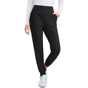 G Gradual Women's Fleece Lined Joggers High Waisted Water Resistant Thermal Hiking Pants Cold Weather Sweatpants with Pockets L