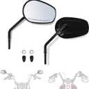 FOVPLUE Handlebar Mount Mirrors,Left & Right Side Long Stem Rearview mirrors for 1982-2024 Harley Models,for CVO Dyna Electra Glide Road Glide Road King Softail Street Glide Sportster 1200 883,Black
