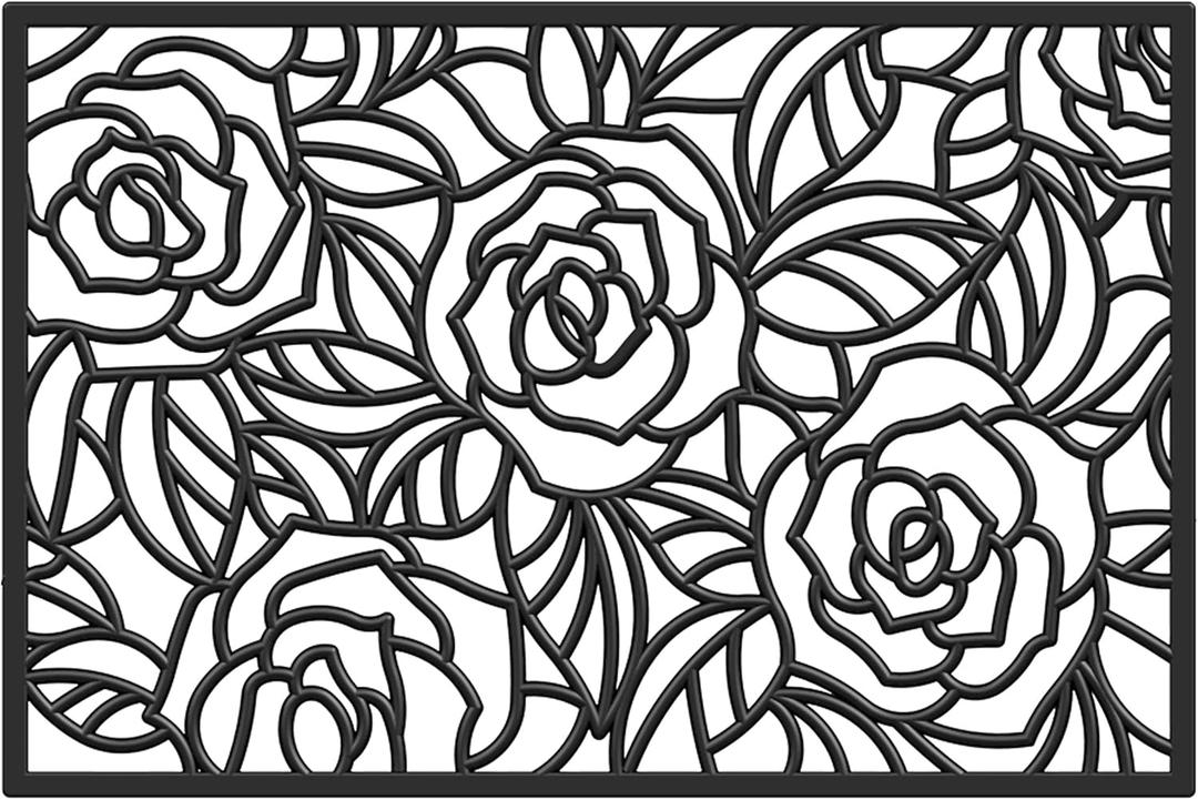 Calloway Mills AZ103761830 Black Rose Rubber Doormat, 18" x 30", Black