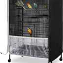 Bird Cage Cover, 600D Universal Parrot Cage Cover for Night, 100% Shading Oxford Cloth with Waterproof PU Coating Layer, Adjustable Soft Airy Nylon Mesh Net