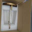 Modern Farmhouse Hurricane Candle Holder, Antique Brass Metal Centerpiece