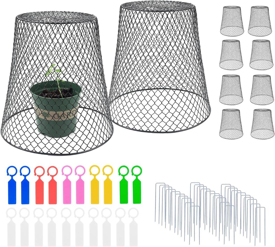 Anothera 10Pcs Chicken Wire Cloche Plant Covers, 9.29.2 Inches Plant Protectors from Animals, Metal Garden Plant Cages for Outdoor Plants, Keep Rabbits, Squirrels, Birds Out