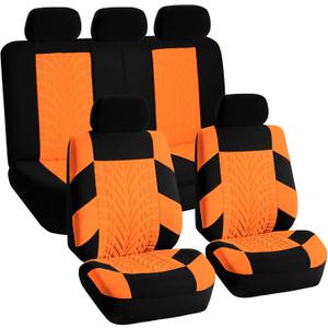 FH Group Car Seat Covers Full Set Premium Cloth - Universal Fit,Automotive SeatCover,Low Back Front SeatCovers,Airbag Compatible,Split Bench Rear Seat,Washable Seat Cover for SUV, Sedan Orange