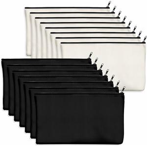 20 Pack Blank Cotton Canvas DIY Craft Zipper Bags Pouches Pencil Case for Makeup Cosmetic Toiletry Stationary Storage