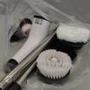 Leebein Electric Spin Scrubber, Cordless Cleaning Brush with 8 Replaceable Brush Heads, Tub and Floor Tile 360 Power Scrubber Dual Speed with Adjustable & Detachable Handle for Bathroom Kitchen Car (White)