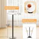 Drink Table, Small Pedestal Side Table, Round Cocktail Table, Circle Accent End Table with Metal Base, for Small Spaces (1, White Marble)