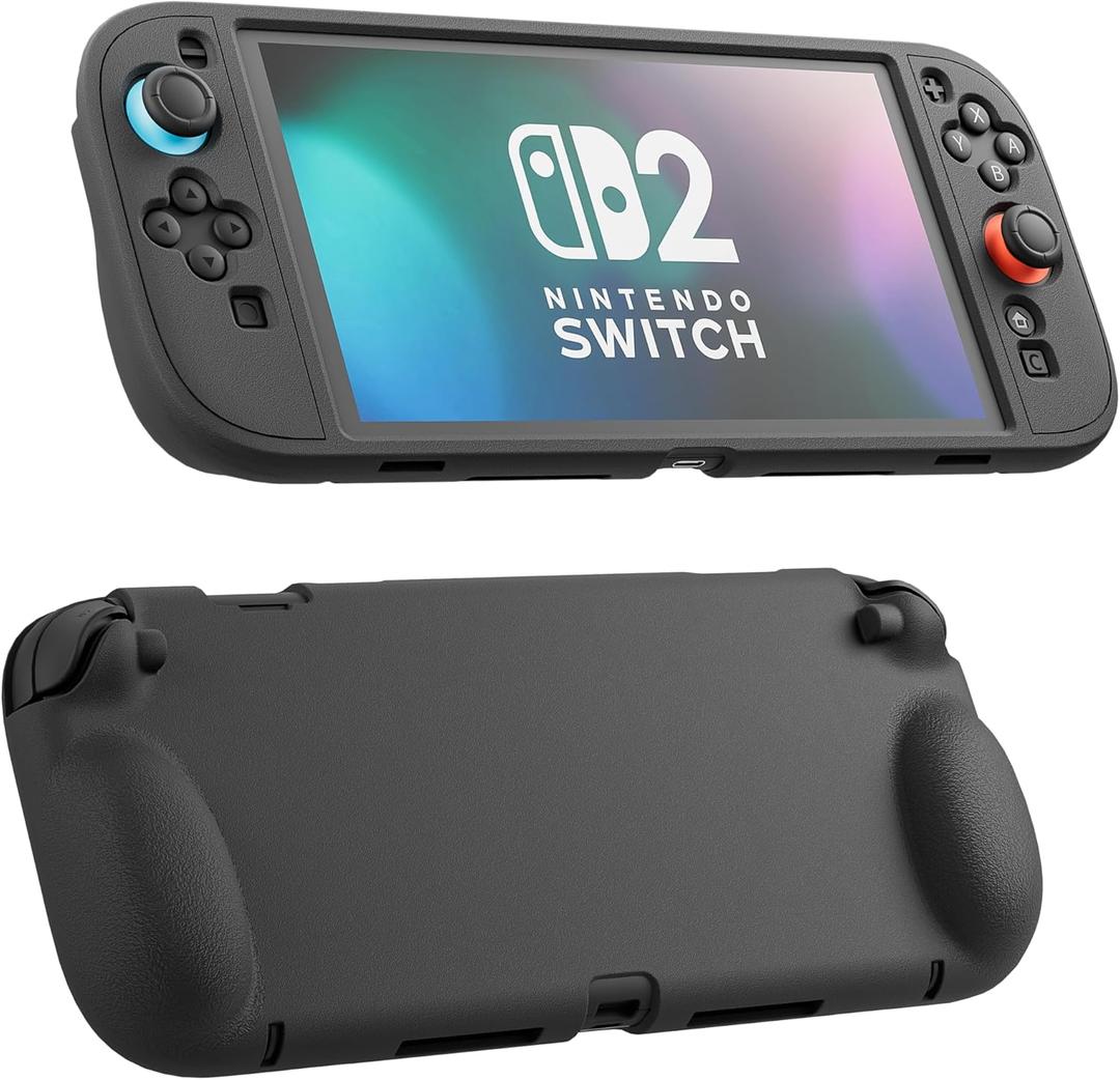 FUNDIARY Protective Skins for Nintendo Switch 2 Shell Soft Silicone Cases Protector Switch 2 Black Case Cover Grips Controller Accessories - Full-Body Protection Not Easy to Fall Off