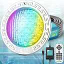 10" LED Pool Light, 12V AC Underwater Pool Spa Lights for Inground Pools, 300W Equivalent, Static Colors & Dynamic Effects, 50Ft Cord, Remote, Transformer, Fits Pentair, Hayward, Jady Niches