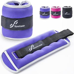 Sportneer Ankle Weights Wrist Weights Pair of 1/2/4/6/10 LBS for Men Women Kids Strength Training Wrist and Ankle Weights Set with Reflective Strips for Dancing Running Walking Fitness Workout Gym (Purple,5 lbs x 2)