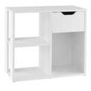 21 in. Tall White Engineered Wood 3-Shelf Bookcase with Pull-Out Drawer
