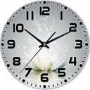 Lotus Flower Wall Clock 10 inch Round Silent Non Ticking Wood Wall Clocks Battery Operated Easy to Read Decorative Wall Clock for Bedroom Kitchen Living Room Bathroom