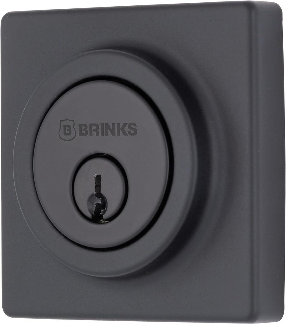 Brinks  Single Cylinder Deadbolt Door Lock for Front Door  Home Improvement & Security  Keyed Entry, Pick Resistant - Matte Black