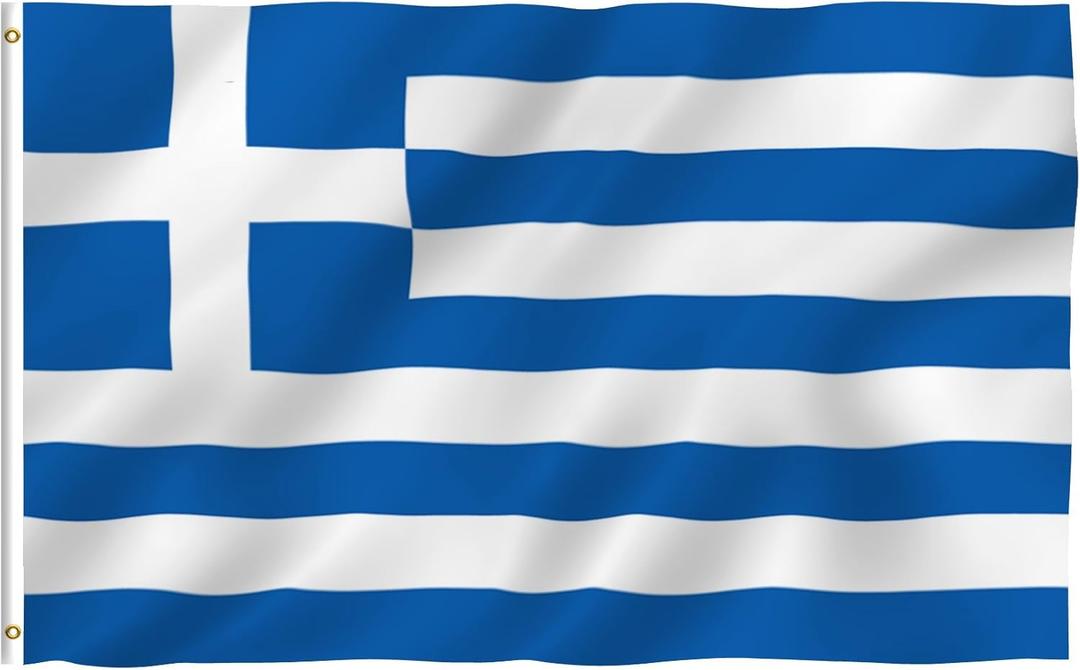 Anley Fly Breeze 3x5 Foot Greece Flag - Vivid Color and Fade Proof - Canvas Header and Double Stitched - Greek National Flags Polyester with Brass Grommets 