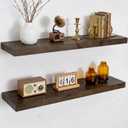 Dreamland Rustic Elm Woood Floating Shelves for Wall Decor, 30" W x 8" D x 1.5" H Floating Shelves Set of 2, Wall Mounted Deep Wooden Shelf for Living Room, Bedroom, Kitchen, Bathroom, Walnut, Flat Edge, 30inch