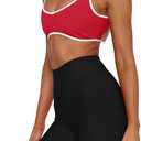 LASLULU Sexy Sports Bras for Women V Neck Sleeveless Padded Bra Workout Yoga Crop Top (Red, XL)