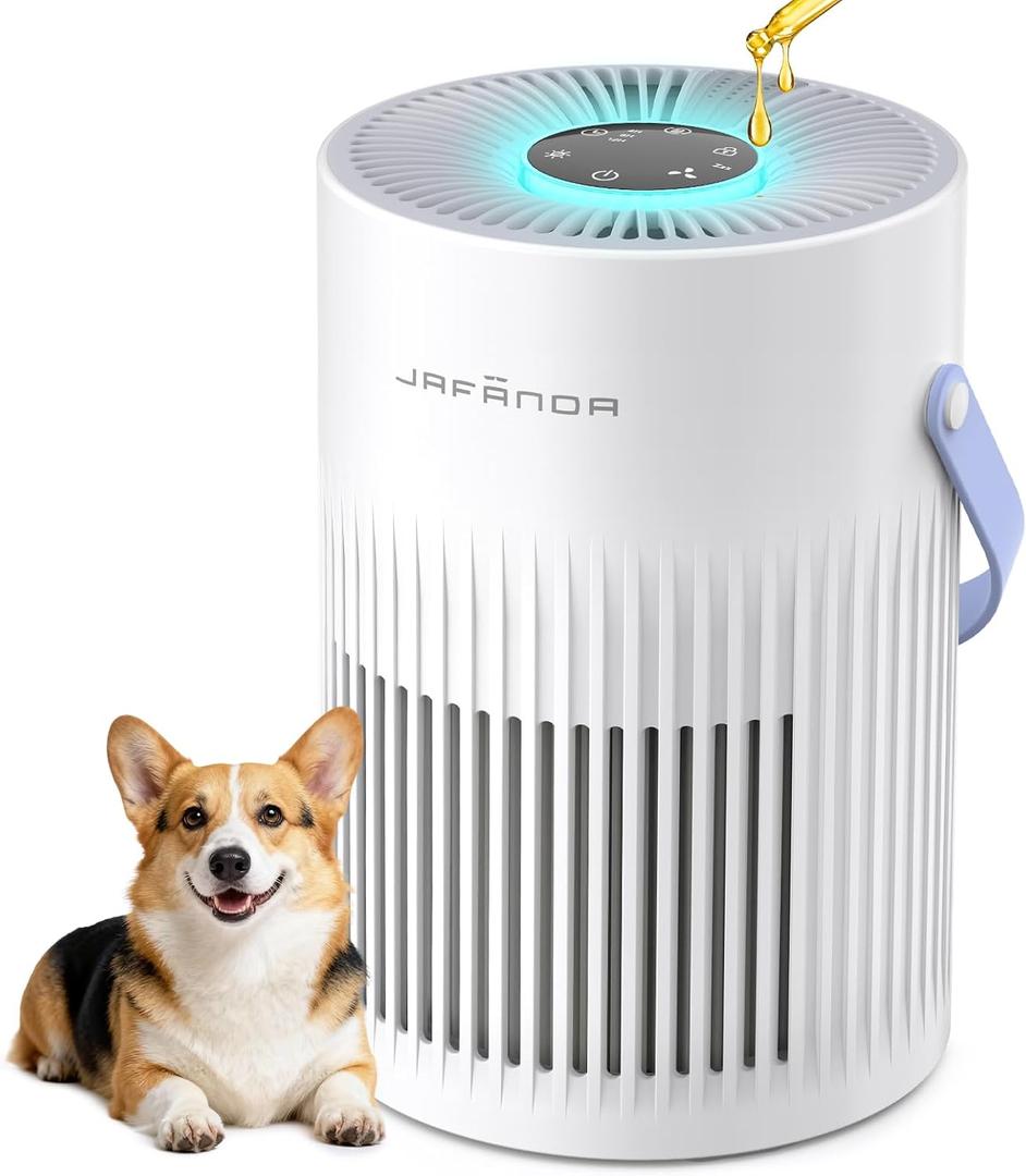 Jafnda Air Purifers for Home, Hepa Air Purifier for Bedroom, Air Cleaner for Pet Dander, Quiet Sleep Mode, Portable Air Purifier for Office, Odor, Dust, Smoke (White)