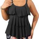 Yonique Women's Plus Size Tankini Swimsuits with Shorts Two Piece Bathing Suits Ruffle Swimsuits Tummy Control Swimwear. XL