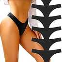 FINETOO Cotton Thongs for Women Soft Low Rise Sexy Thong Ladies Panties Womens Underwear 6 Pack (Medium)