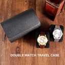 ROSELLE Watch Roll Travel Case for Men and Women- 2 Watch Storage and Organizer-Secure Storage with Innovative Removable Pillows & Solid Dividers for Home, Travel and Display (Black Cross-2 Slot)