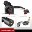 Nilight 4 Way Flat to 7 Way Round Blade Trailer Adapter Wiring Harness 4 Pin to 7 Pin Electrical Connect Wiring Plug Connector with Mounting Bracket for RV Truck Factory Tow Package