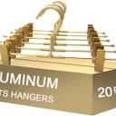Shorts Hangers 20 Pack Jeans Hangers for Closet 11.8" Gold Aluminium Hangers with 2 Adjustable Clips Pants Hanger Shirt Slim Hangers for Men Women Metal Hangers