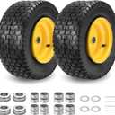 2 Pcs 16x6.50-8 Tubeless Lawn Mower Tire and Wheel, 16x6.5x8 Tires with 3" Offset Hub, 3/4" Bearing & Extra 1" Bushing, Replacement for Riding Mowers and Lawn Tractors Front Tire, 4 Ply